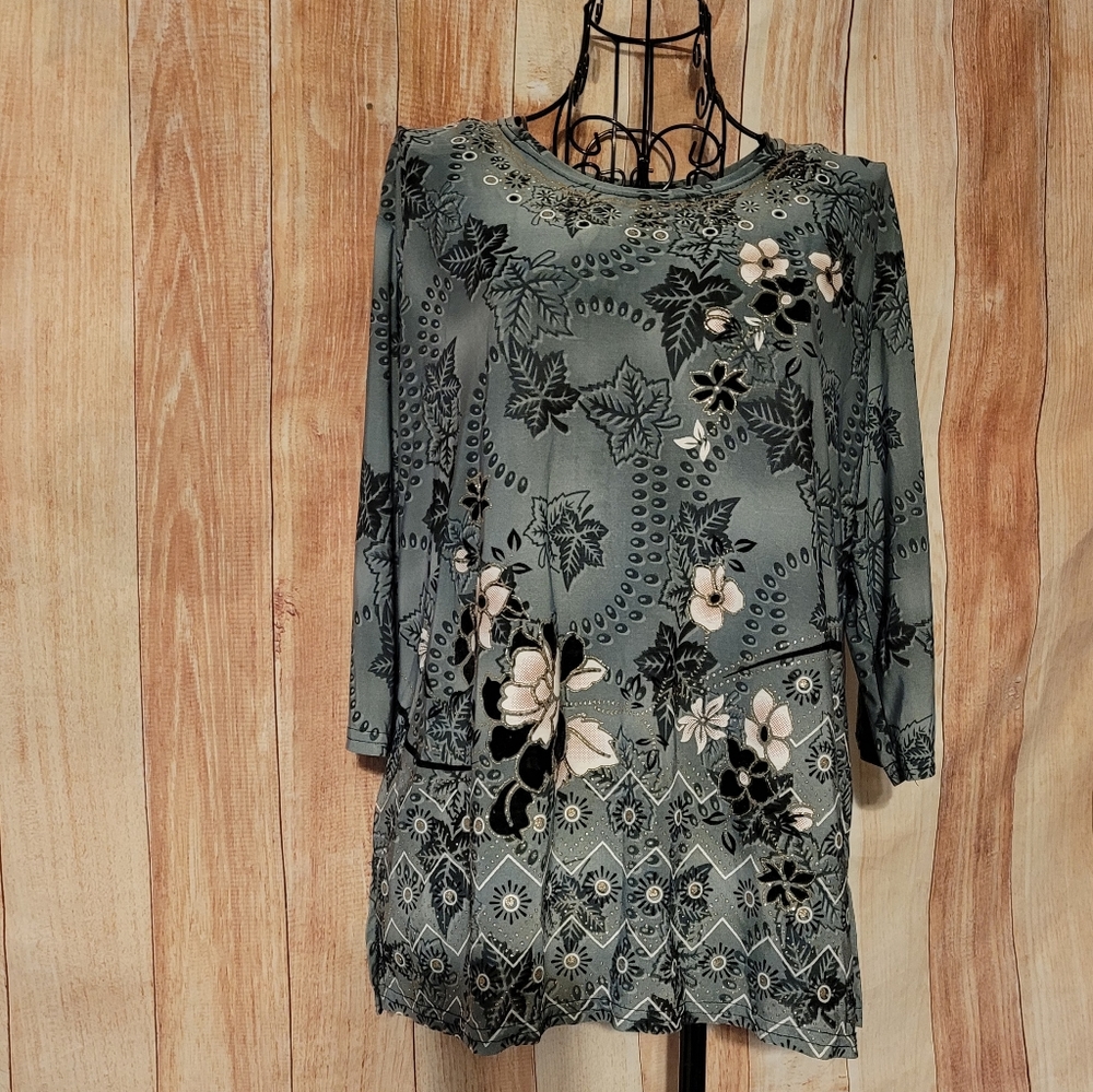 T-C Fashion 3/4 Sleeve Faux Silk Blouse